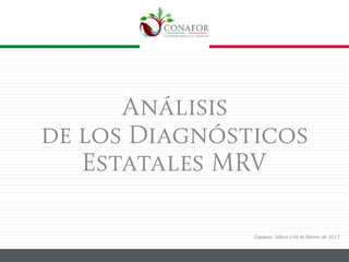 Zapopan, Jalisco a 08 de febrero de 2017
Análisis
de los Diagnósticos
Estatales MRV
 