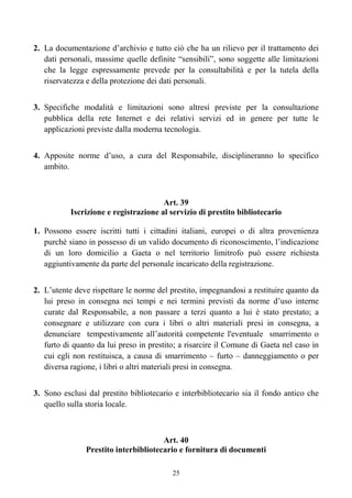 Gaeta 08 approvazione regolamento biblioteca e archivio storico