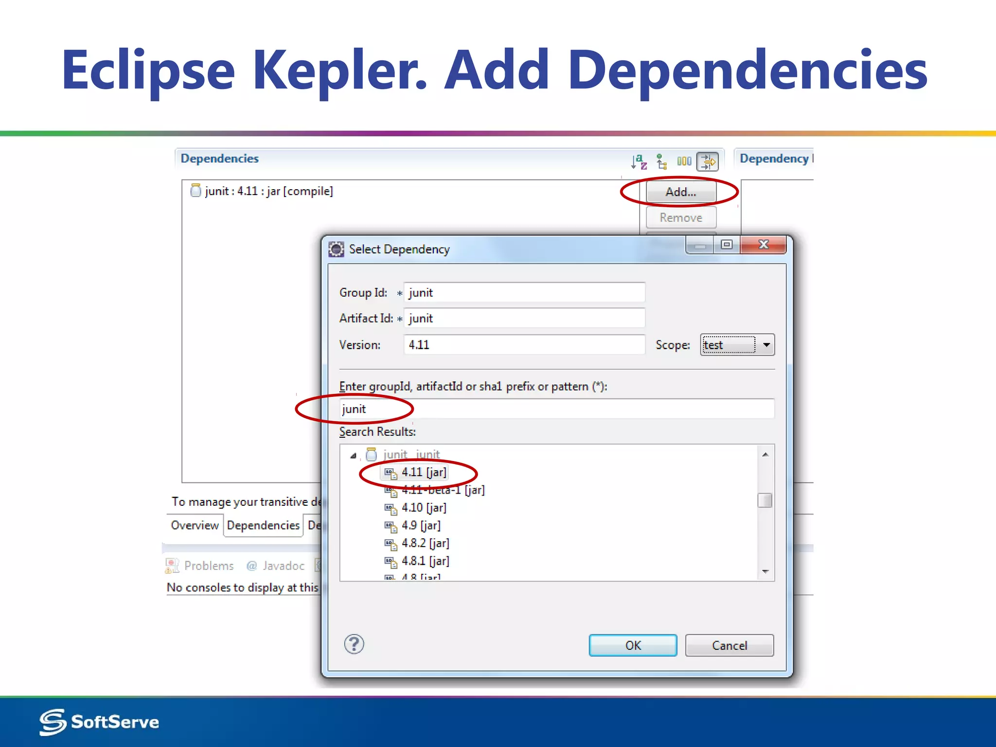 Eclipse Kepler. Add Dependencies
 
