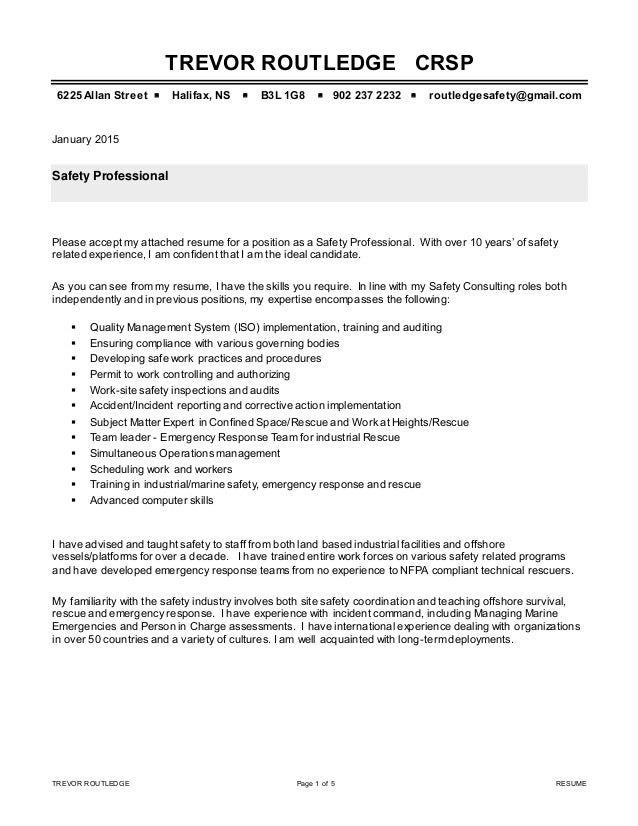 Trevor Routledge CRSP Resume Linkedin