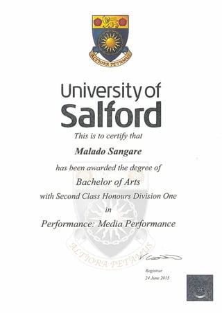 My Bachelor certificate