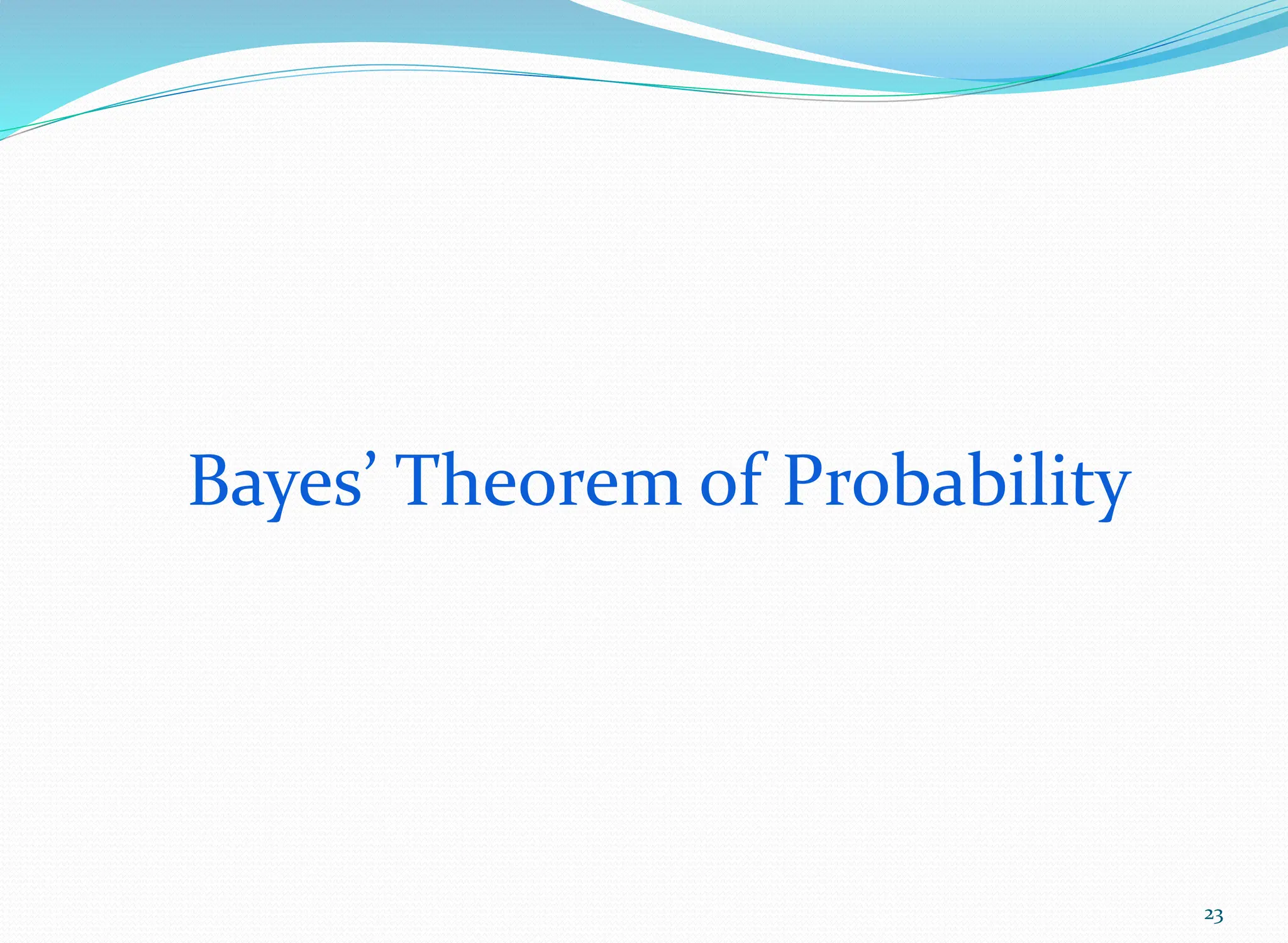 Bayes’ Theorem of Probability
23
 