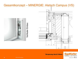 18 
PM & FE-EP Grc/Woe 
Vertikaler Einbau 
Gesamtkonzept – MINERGIE: Aletsch Campus (VS)  
