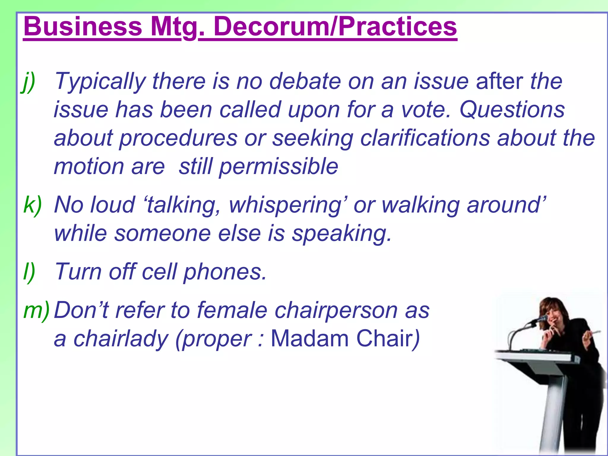 8 Business meeting decorum | PPTX