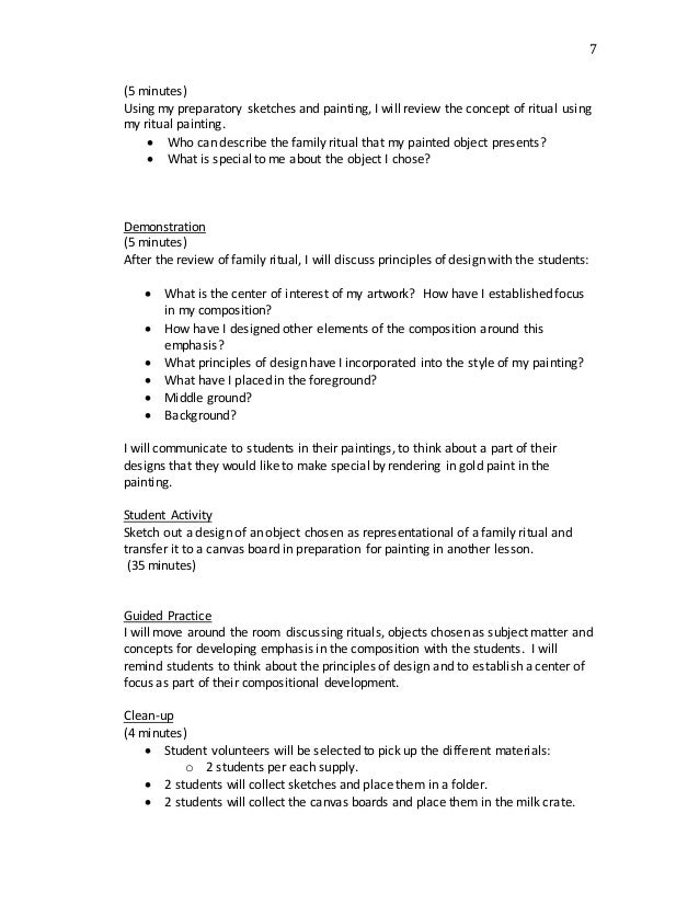 Lesson Plan Family Ritual