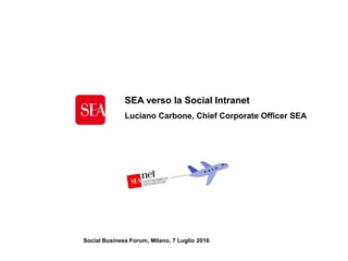 SEA verso la Social Intranet
Luciano Carbone, Chief Corporate Officer SEA
Social Business Forum, Milano, 7 Luglio 2016
 