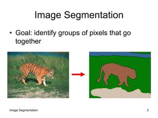 Image Segmentation
• Goal: identify groups of pixels that go
together
3Image Segmentation
 