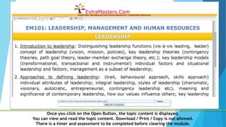 Once you click on the Open Button, the topic content is displayed.
You can view and read the topic content. Download / Print / Copy is not allowed.
There is a timer and assessment to be completed before clearing the module.
 