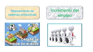 Mejoramiento de
cadenas productivas
Incremento del
empleo
 