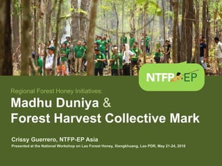 Regional Forest Honey Initiatives:
Madhu Duniya &
Forest Harvest Collective Mark
Crissy Guerrero, NTFP-EP Asia
Presented at the National Workshop on Lao Forest Honey, Xiengkhuang, Lao PDR, May 21-24, 2018
 