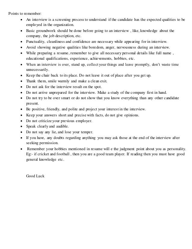 how to prepare resume for interview