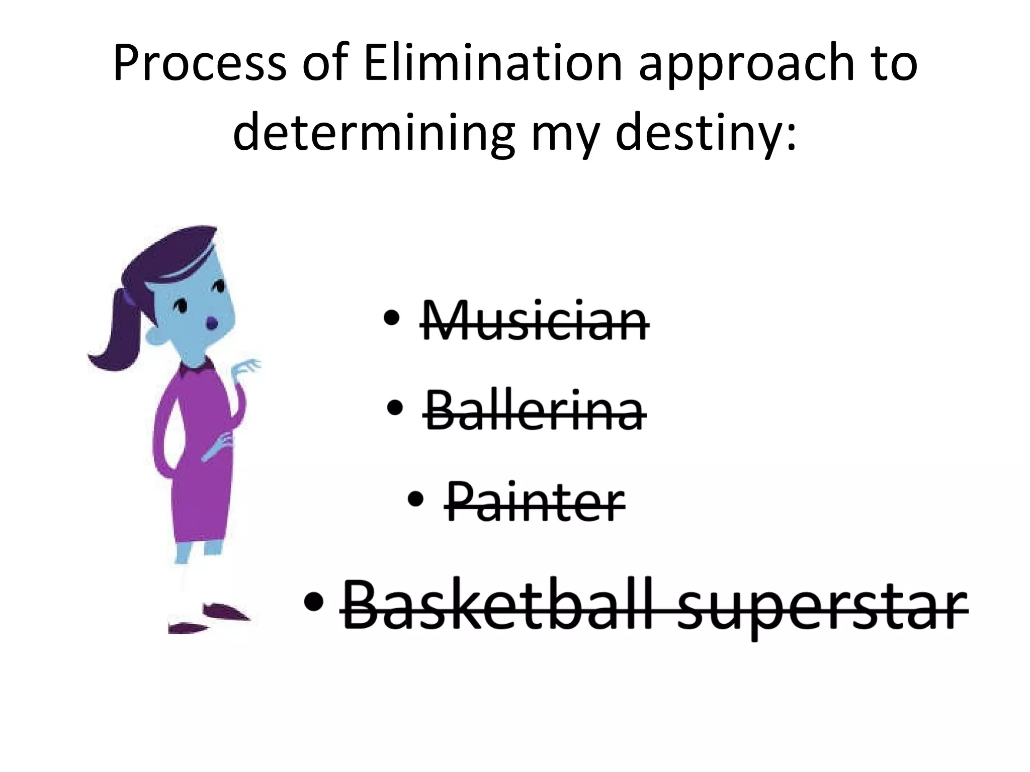 Process of Elimination approach to determining my destiny: 
