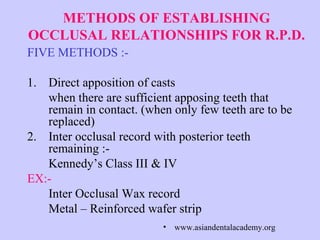 Occlusal Record Rpd Denture base considerations in removable partial denture /RPD | PPT