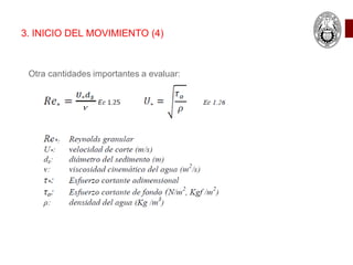 3. INICIO DEL MOVIMIENTO (4)
Otra cantidades importantes a evaluar:
 