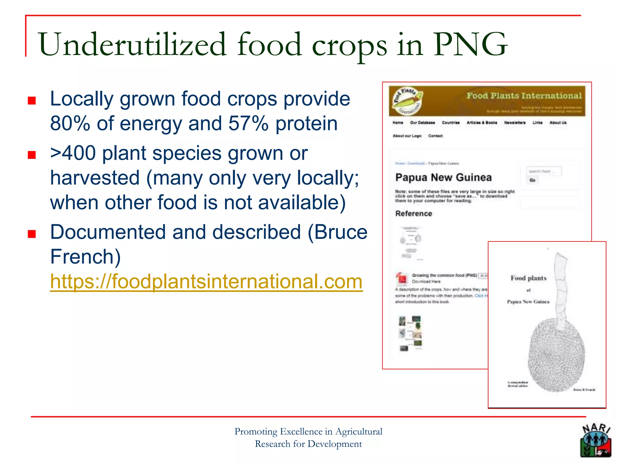 Underutilized Country Status Reports on Underutilized Crops by Birte Komlong, PNG | PPTX