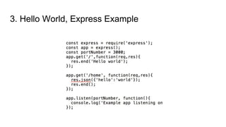 3. Hello World, Express Example
 