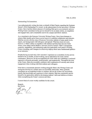 ! Chacko | Teaching Portfolio | 12
`
 