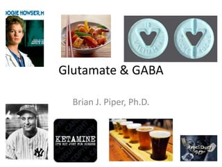 Glutamate & GABA

  Brian J. Piper, Ph.D.
 