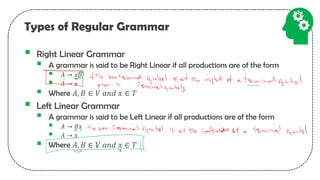 Left Linear Grammar Example Regular Language and Regular Grammar Lecture | PDF