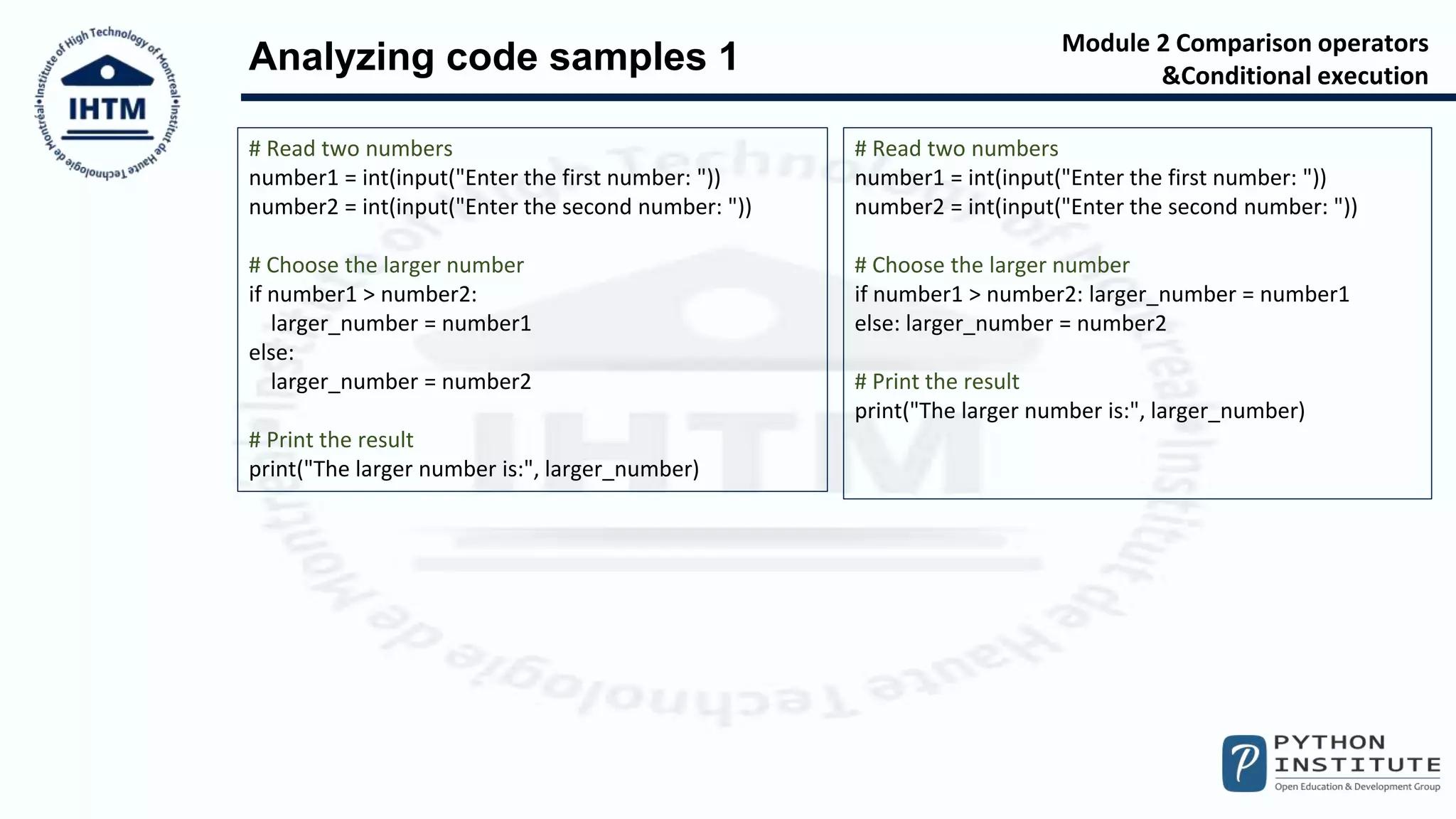 Python PCEP Comparison Operators And Conditional Execution | PPT