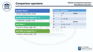 Python PCEP Comparison Operators And Conditional Execution | PPTX