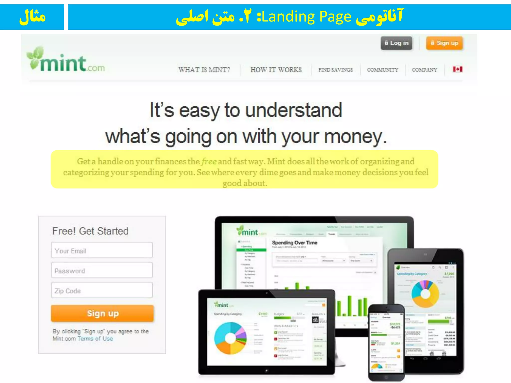 ‫مثال‬ ‫آواتًمی‬Landing Page:2.‫اصلی‬ ‫مته‬
 