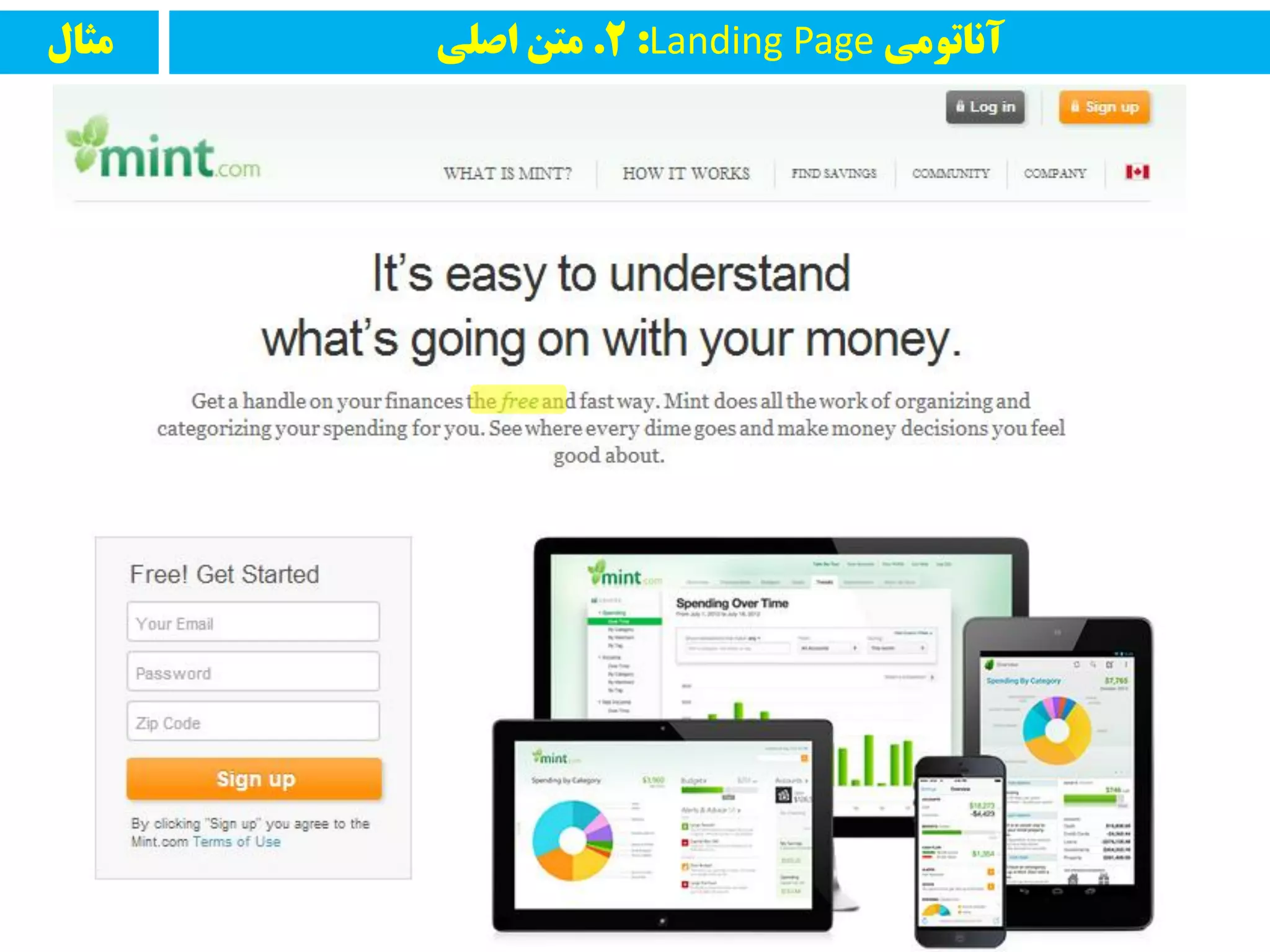 ‫مثال‬ ‫آواتًمی‬Landing Page:2.‫اصلی‬ ‫مته‬
 
