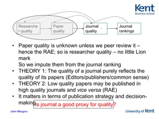 They are based on often arbitrary criteria. They can be by peer review or behavioural (e.g, impact factors)
