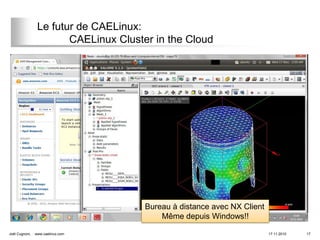 Le futur de CAELinux:
                        CAELinux Cluster in the Cloud




                                       Bureau à distance avec NX Client
                                           Même depuis Windows!!

Joël Cugnoni,   www.caelinux.com                                          17.11.2010   17
 