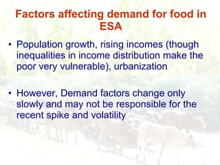 Responding to Rising Food Prices in Eastern and Southern Africa: A Regional Perspective