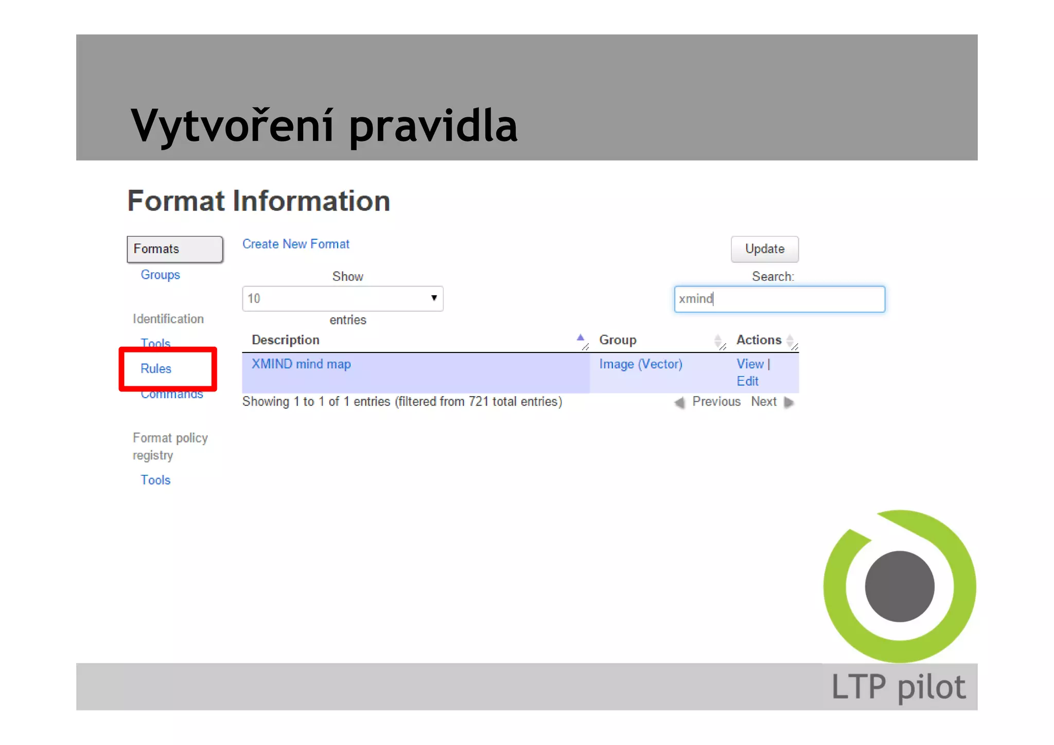 Vytvoření pravidla
 