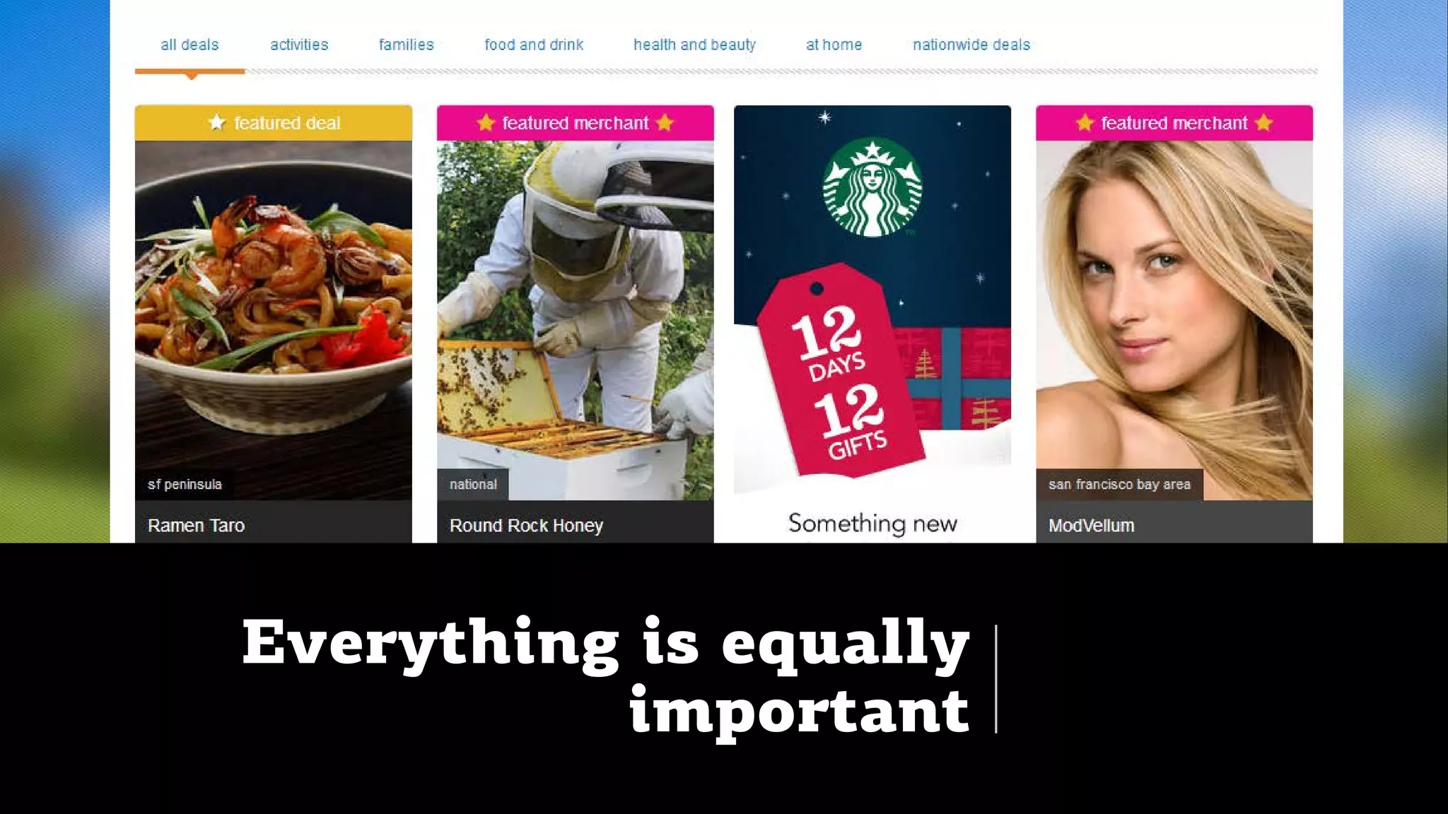 Everything is equally
important
 