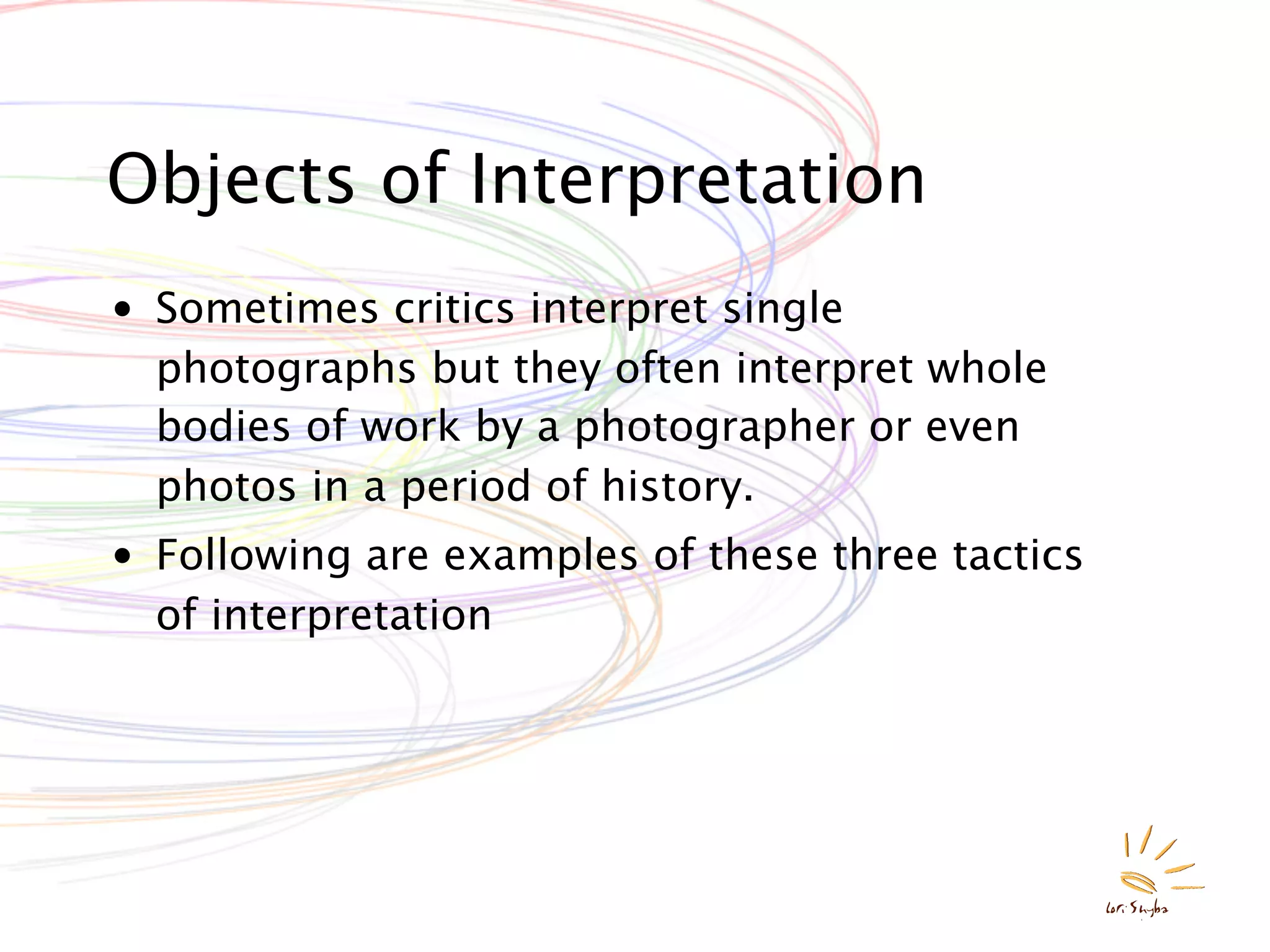 Interpreting Photographs