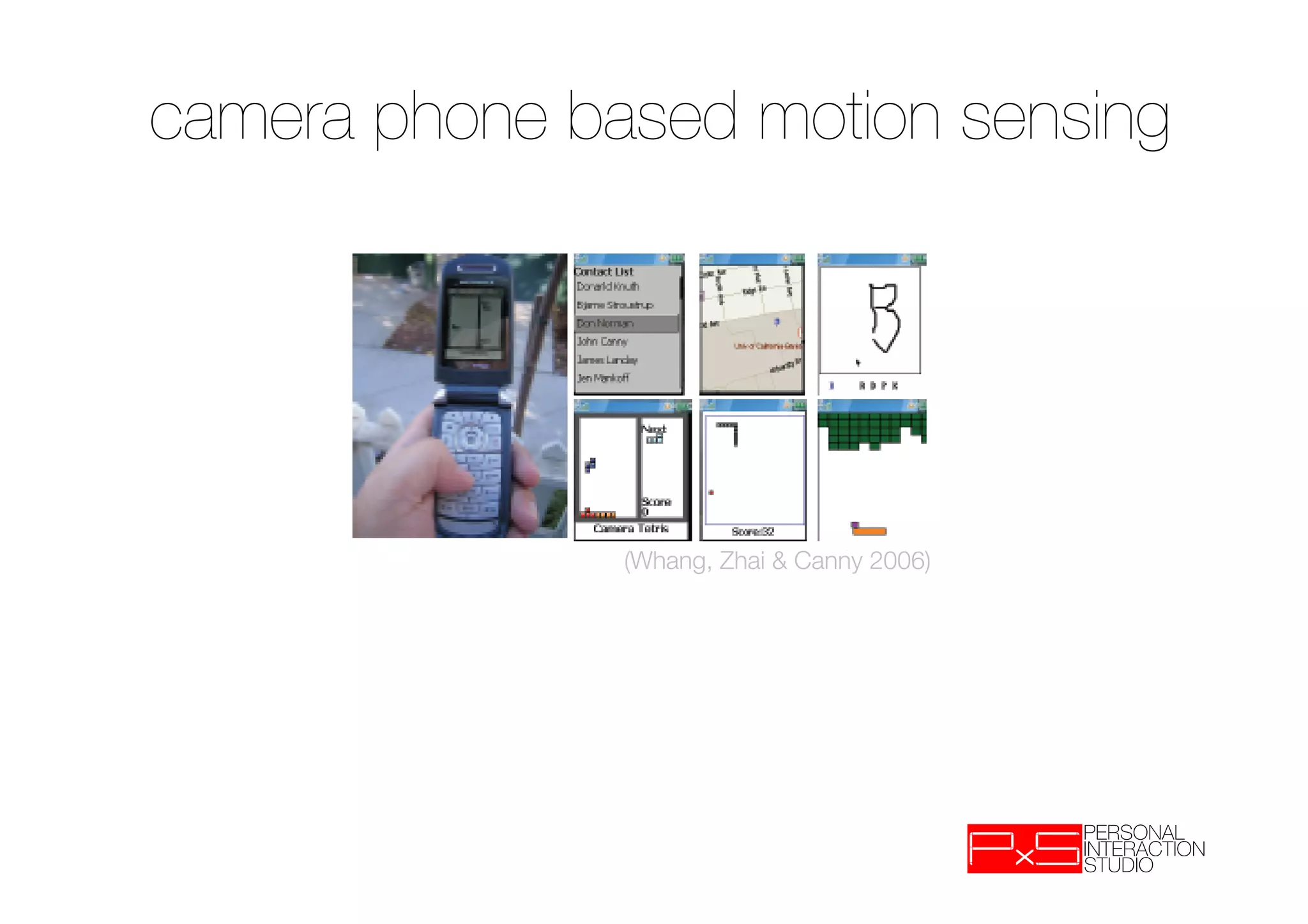 camera phone based motion sensing




               (Whang, Zhai & Canny 2006)
 