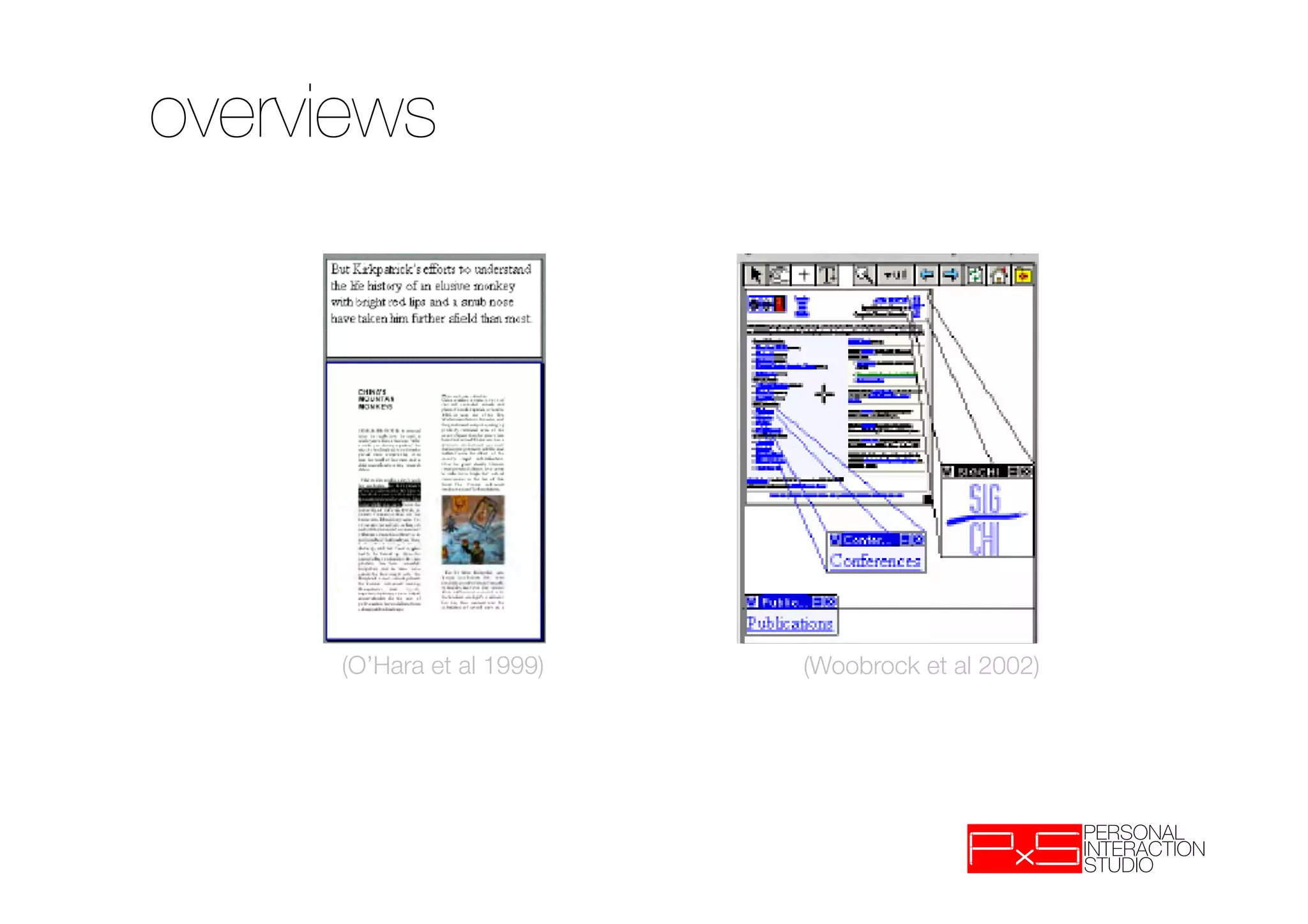 overviews




      (O’Hara et al 1999)
   (Woobrock et al 2002)
 