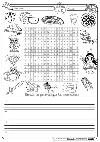 Nombre: Fecha:
focaclipart.net23.net
focaclipart.wordpress.comactiludis.com
Escribe las palabras que has encontrado
Dd
actiludis.com
José
M. de la Rosa Sán
chez
1
18
4
13
6
10
15
2
17319
7
16
205
12
9
14
11
12
 