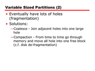 Variable Size Partioning 08 Operating System Support | PPT