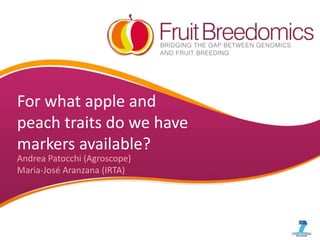 For what apple and
peach traits do we have
markers available?
Andrea Patocchi (Agroscope)
Maria-José Aranzana (IRTA)
 