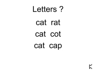 Letters ?
cat rat
cat cot
cat cap
 