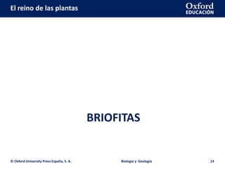 El reino de las plantas
BRIOFITAS
© Oxford University Press España, S. A. Biología y Geología 14
 