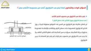 ‫واﻟﺜﻤﺎﻧﻮن‬ ‫اﻟﻮاﺣﺪ‬ ‫اﻟﺴﺆال‬
‫ﺑﻤﺘﺮ‬ ‫اﻷﺻﻠﻲ‬ ‫ﻣﻨﺴﻮﺑﻬﺎ‬ ‫ﻣﻦ‬ ‫أﻋﻠﻲ‬ ‫اﻟﺨﻮازﻳﻖ‬ ‫ﺻﺐ‬ ‫ﻳﺘﻢ‬ ‫ﻟﻤﺎذا‬
‫؟‬
©Eng. Sherif Saber 115
Sherif Saber

‫اﻟﺜﺎﻧﻲ‬ ‫اﻟﺤﻔﺮ‬ ‫ﻣﻨﺴﻮب‬ ‫ﻣﻦ‬ ‫اﻟﺨﺎزوق‬ ‫ﺻﺐ‬ ‫ﺣﺎﻟﺔ‬ ‫ﻓﻲ‬
)
‫اﻻرض‬ ‫ﺳﻄﺢ‬ ‫ﻋﻠﻰ‬ ‫اﻻﺷﺎﻳﺮ‬ ‫وﺑﺮوز‬ ‫اﻟﺨﺎزوق‬ ‫ﺟﺴﻢ‬ ‫ﺻﺐ‬
(
‫ﺑــــــﺮوز‬ ‫ﻧﺘﻴﺠﺔ‬ ‫ﺑﺴﻬﻮﻟﺔ‬ ‫اﻟﻤﻮﻗﻊ‬ ‫ﻓﻰ‬ ‫اﻟﺴﻴﺮ‬ ‫ﻣﻦ‬ ‫اﻟﺨﻮازﻳﻖ‬ ‫ﺣﻔﺮ‬ ‫ﻣﺎﻛﻴﻨﺔ‬ ‫ﺗﺘﻤﻜﻦ‬ ‫ﻟﻦ‬
‫ﻟﺼﻌـــﻮﺑــﺔ‬ ‫ﺑﺎﻹﺿـﺎﻓــــﺔ‬ ‫وﺑﺎﻟﺘﺎﻟﻲ‬ ‫اﻻرض‬ ‫ﺳﻄــﺢ‬ ‫ﻋﻠــﻰ‬ ‫اﻟﻤﺼﺒــﻮﺑﺔ‬ ‫اﻟﺨــﻮازﻳﻖ‬ ‫اﺷــﺎﻳﺮ‬
‫اﻟﻈﺎﻫـــــﺮة‬ ‫اﻻﺷﺎﻳﺮ‬ ‫ﻗﻄﻊ‬ ‫اﻟﻰ‬ ‫اﻟﻤـﺎﻛـﻴﻨﺔ‬ ‫ﺳﻴﺮ‬ ‫ﺳﻴــﺆدي‬ ،‫اﻟﻤﺎﻛــﻴﻨﺔ‬ ‫ﺣــﺮﻛﺔ‬ ‫ﻣــﻨﺎورة‬
‫ﺑــﻴــﻦ‬ ‫اﻟﻤﺴﺎﻓــــﺎت‬ ‫ﺣﻔﺮ‬ ‫ﻳﺘﻢ‬ ‫ﺛﻢ‬ ‫اوﻟﻰ‬ ‫ﺣﻔﺮ‬ ‫ﻣﻨـﺴﻮب‬ ‫ﻣﻦ‬ ‫اﻟﺨــﻮازﻳﻖ‬ ‫ﺻــﺐ‬ ‫ﻳﺠﺐ‬ ‫ﻟﺬا‬
‫اﻟﺨﻮازﻳﻖ‬
.
 