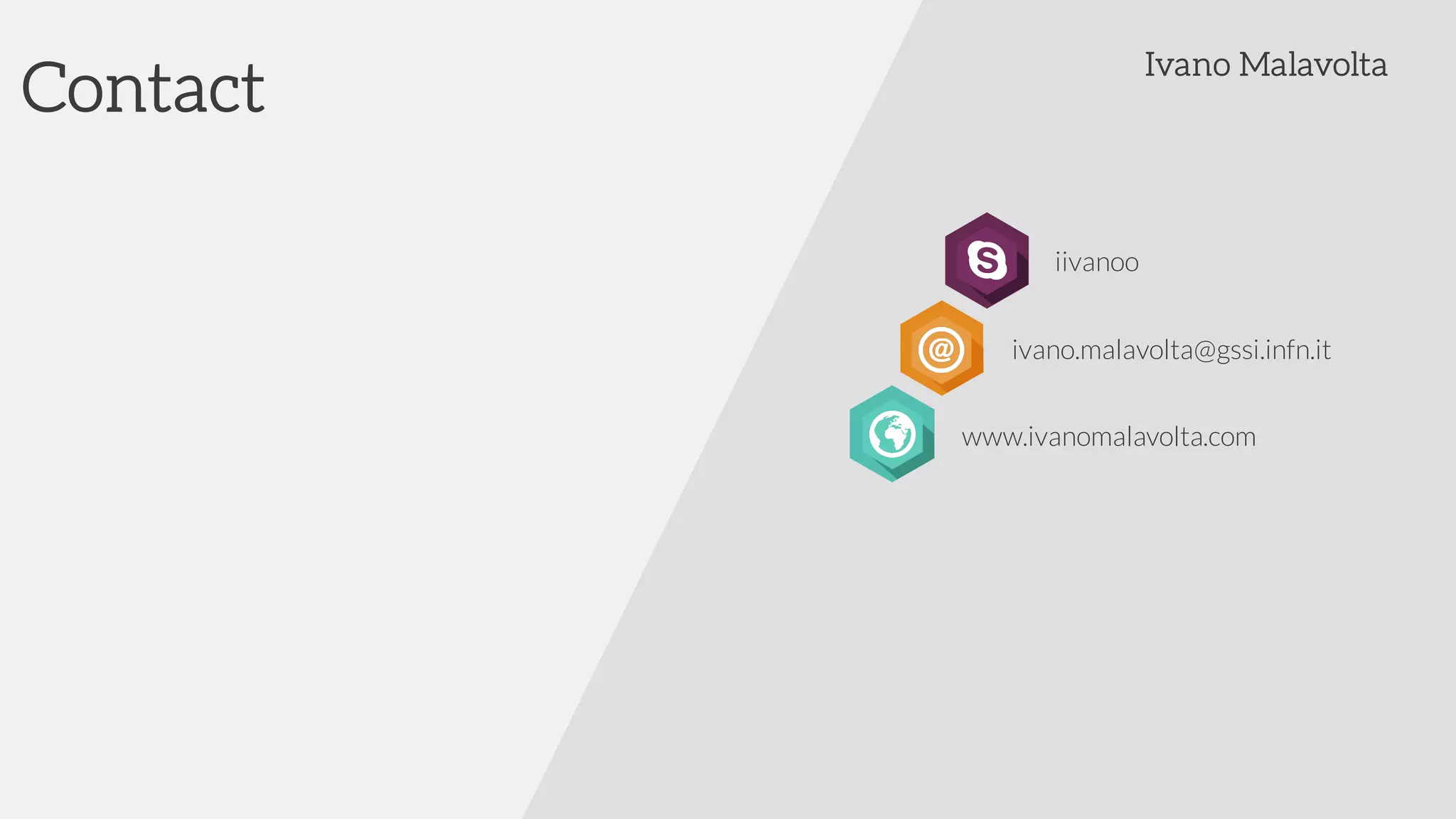 Contact
Ivano Malavolta
iivanoo
ivano.malavolta@gssi.infn.it
www.ivanomalavolta.com
 