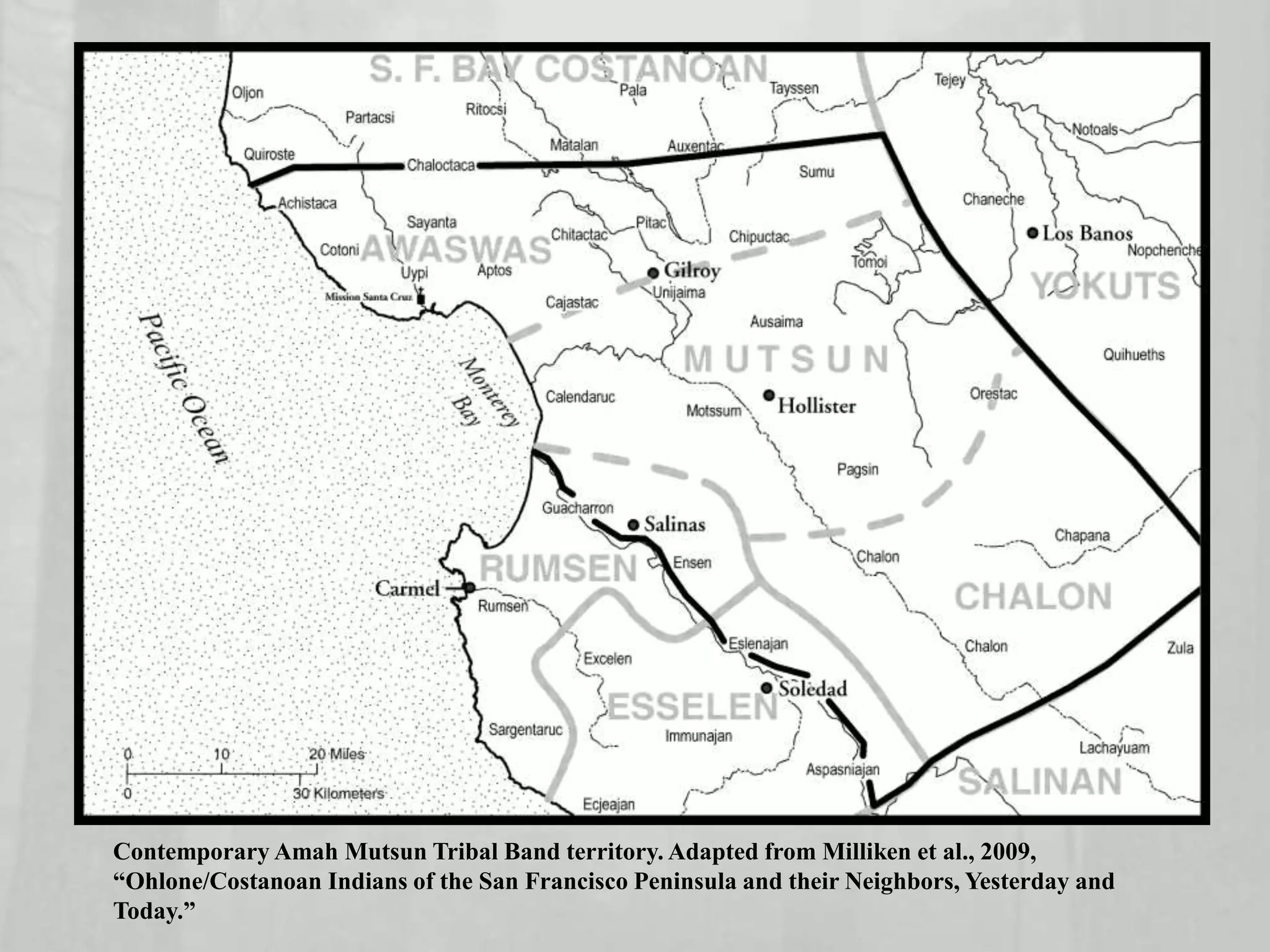 Contemporary Amah Mutsun Tribal Band territory. Adapted from Milliken et al., 2009,
“Ohlone/Costanoan Indians of the San Francisco Peninsula and their Neighbors, Yesterday and
Today.”
 