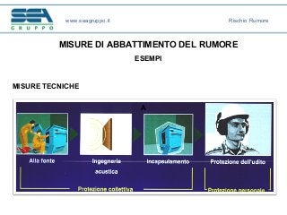 MISURE DI ABBATTIMENTO DEL RUMORE
ESEMPI
A
MISURE TECNICHE
www.seagruppo.it Rischio Rumore
 