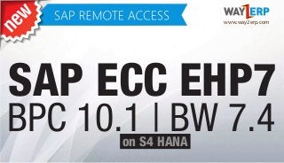 SAP ECC EHP7
BPC 10.1 | BW 7.4on S4 HANA
www.way2erp.com
 