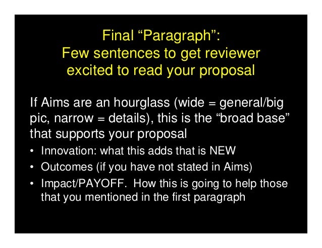 Specific aims section of a grant proposal image