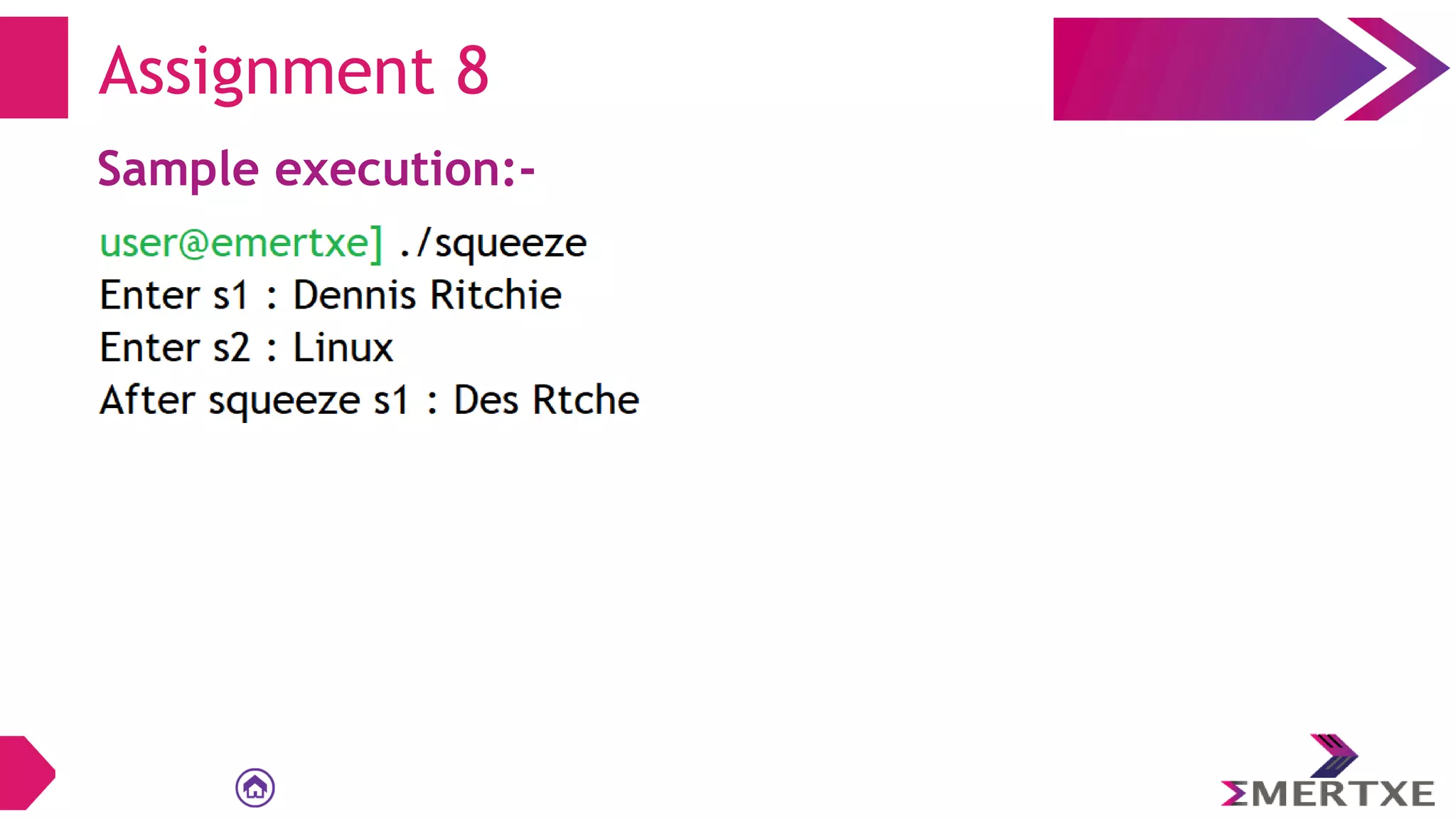 Assignment 8
Sample execution:-
 