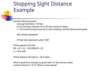 Stopping Sight Distance Example SIgnificance of defensive driving for road safety .ppt