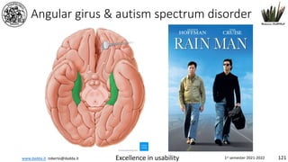 www.dadda.it roberto@dadda.it Excellence in usability 1st semester 2021-2022 121
Angular girus & autism spectrum disorder
 