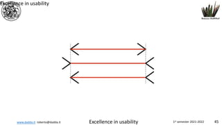 www.dadda.it roberto@dadda.it Excellence in usability 1st semester 2021-2022 45
45
Excellence in usability
 